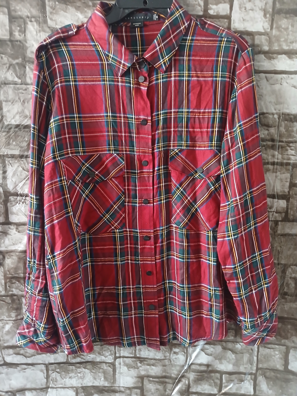 Sanctuary Red Plaid Button-Down Shirt